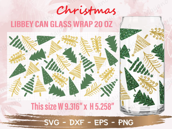 20oz Christmas Tree Libbey Can Glass Illustration Review