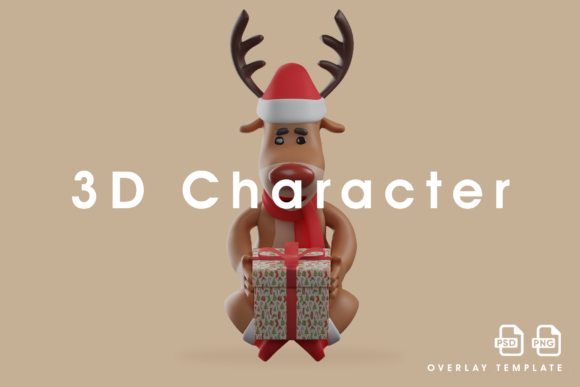 3D Christmas Deer Illustration for Local Branding