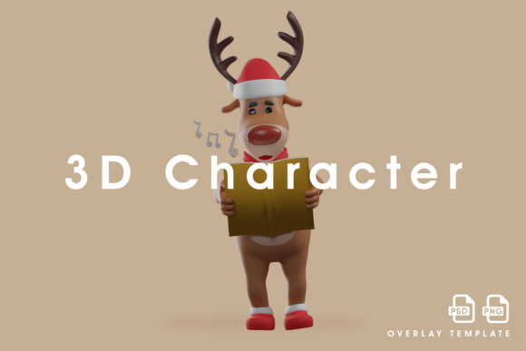 3D Christmas Deer Illustrations for Festive Branding