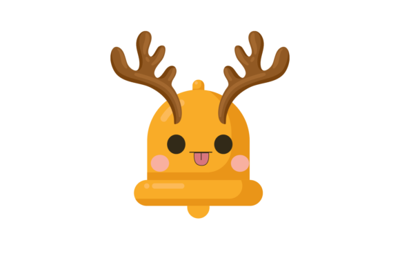 Christmas Deer Antler Kawaii Bell Illustrations