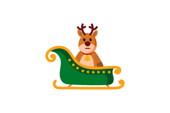 Christmas Deer with Sleigh Holiday Illustration Review