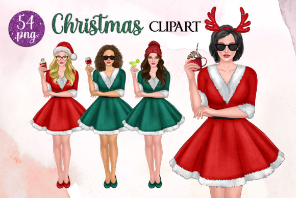 Christmas Girls Illustrations for Local Business Branding
