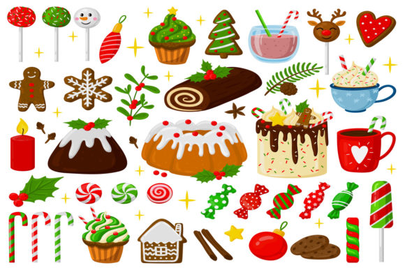 Christmas Holiday Sweets Illustrations for Digital Selling
