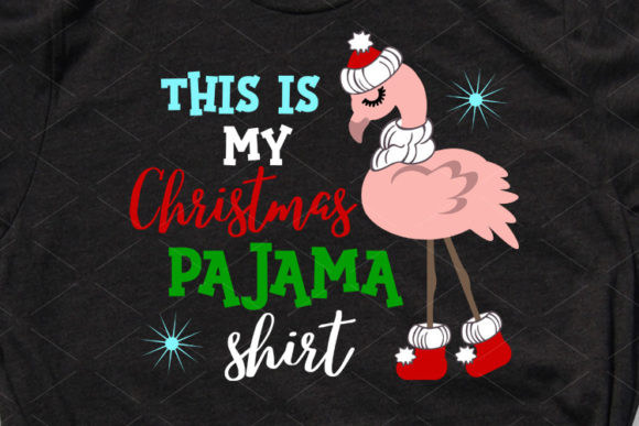 Christmas Pajama Pink Flamingo Hat Illustration