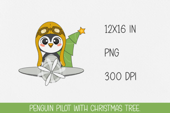 Christmas Penguin Pilot Illustration for Branding and Packaging