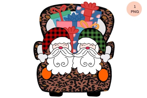 Christmas TruckLeopard Santa Sublimation Illustrations