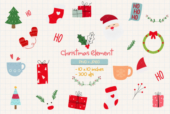 Christmas Winter Elements Illustrations for Digital Product Creators