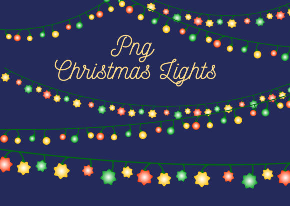 Colorful PNG Christmas Lights Overlay for Illustrations