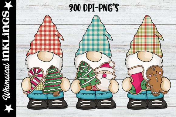 Cute Christmas Cookie Gnomes Illustrations