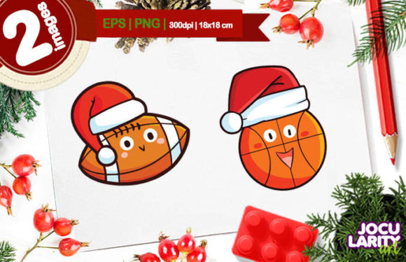 Cute Christmas Sport Ball Cartoon Vector for Illustrations