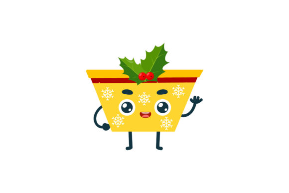 Cute Kawaii Christmas Yellow Gift Illustration