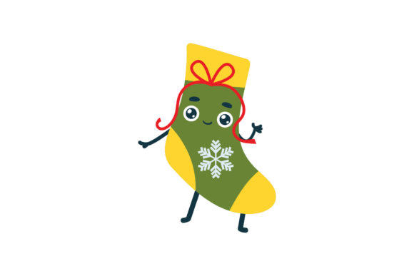 Cute Sock Kawaii Christmas Yellow Illustration