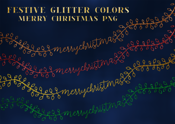 Elegant Merry Christmas Lights Glitter Illustrations