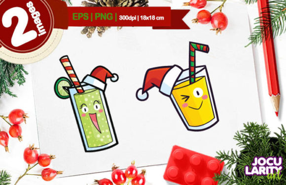Kawaii Christmas Juice Cartoon Vector for Blog and Web Design