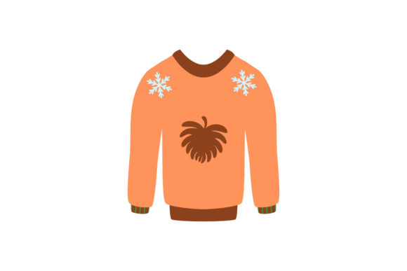 Long Brown Dress Christmas Cute Illustration for Branding
