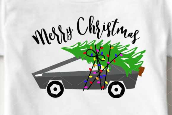 Merry Christmas Automobile Electric Car Illustration