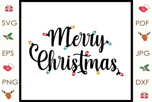 Merry Christmas Light Svg Illustration for Branding