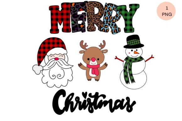 Merry Christmas Plaid Santa Sublimation Illustrations