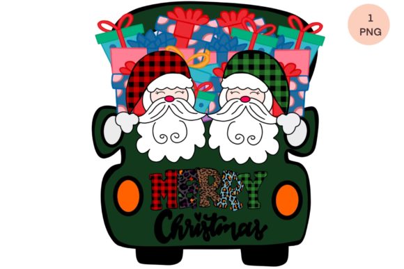 Merry Christmas Truck Santa Sublimation Illustrations