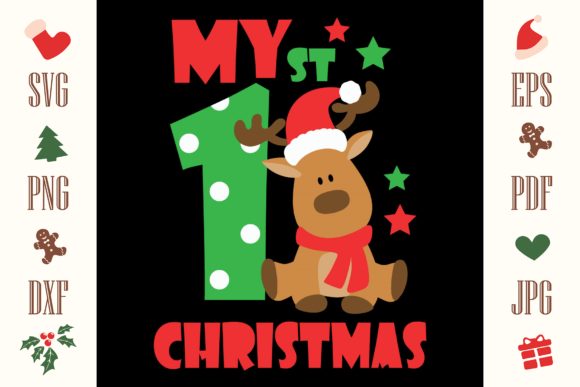 My First Christmas Reindeer SVG for Illustrations