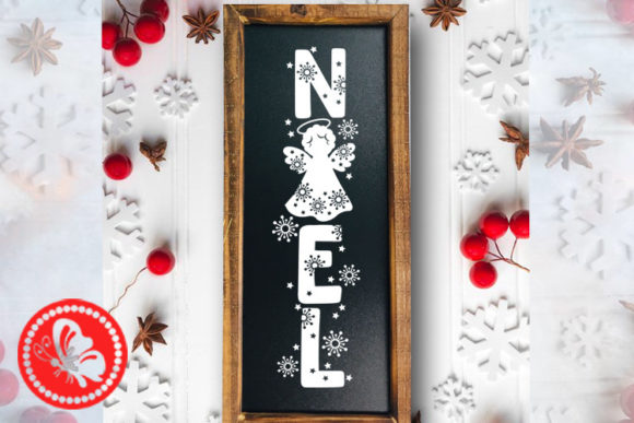 Noel Angel Christmas Vertical Outdoorsy Illustration