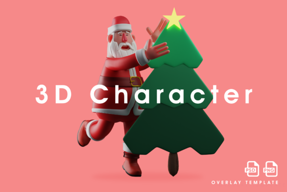 Santa 3D Add Star on the Christmas Tree Illustrations