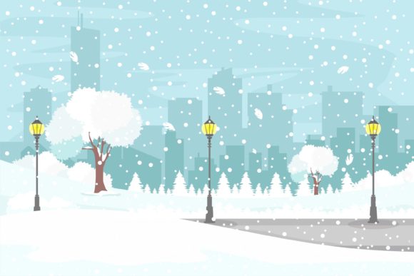 Snowy Christmas at Park Illustrations