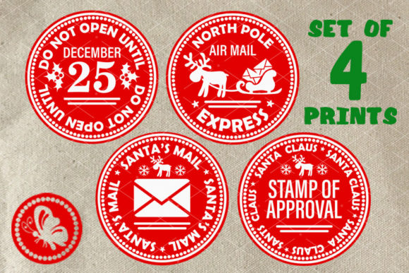 Stamps Set Christmas North Pole Express Illustrations