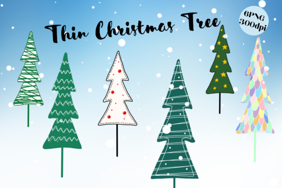 Thin Christmas Trees Illustrations for Modern Web Design